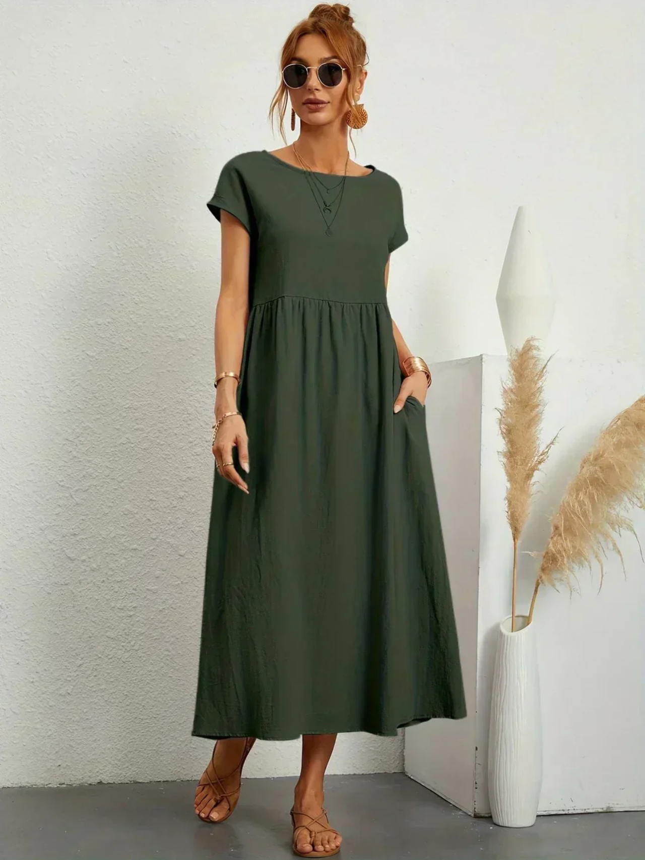 Nina - Elegant Round Neck Dress CØDE Toronto