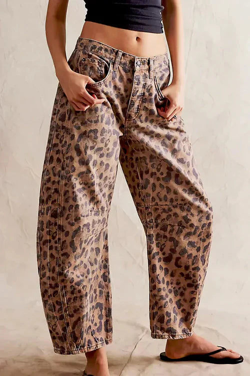Leopard Print Barrel Jeans Aviero Madrid