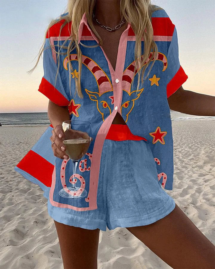 LARA - CONJUNTO DE LINO ESTAMPADO Aviero Madrid