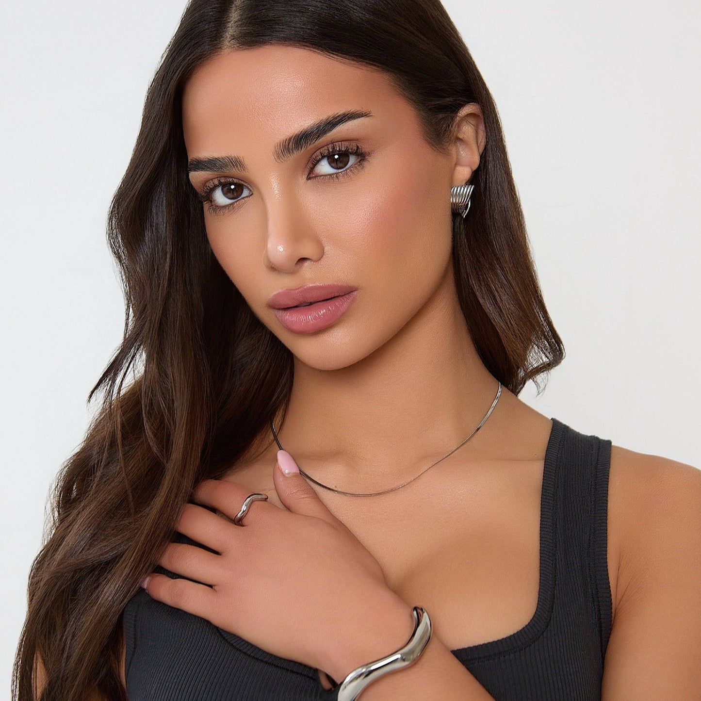 Palina - Collar plateado texturizado 2 mm Aviero Madrid