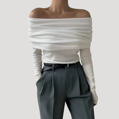 Merta Merta – Top con Hombros Descubiertos y Fruncido Elegante Aviero Madrid