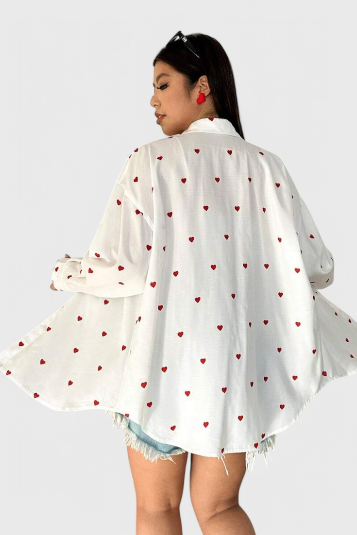 Rhiannon - Blusa de Algodón Bordada con Corazones Valera Madrid