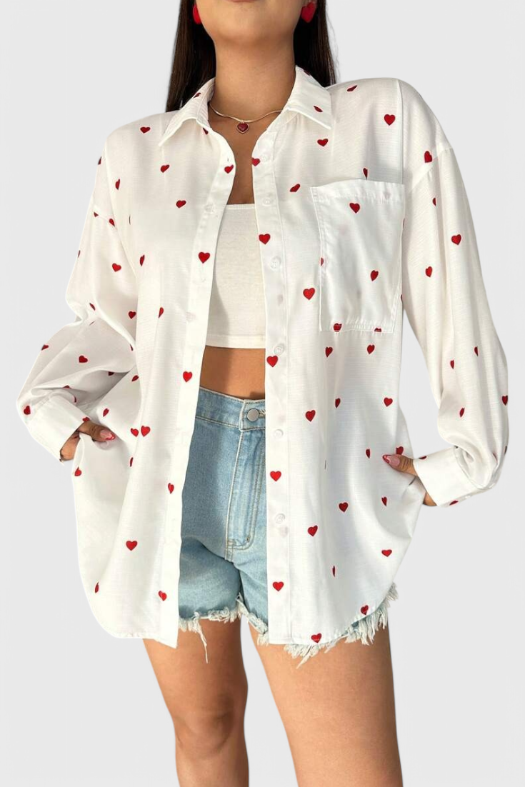 Rhiannon - Blusa de Algodón Bordada con Corazones Valera Madrid