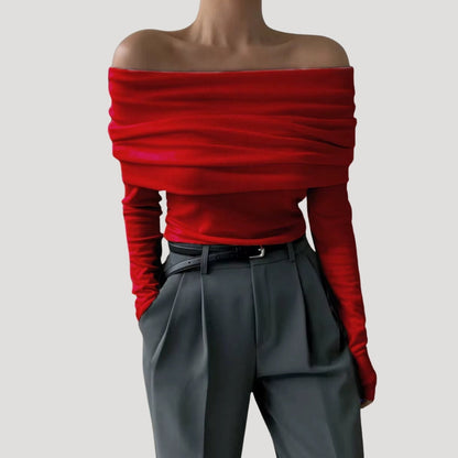 Merta Merta – Top con Hombros Descubiertos y Fruncido Elegante Aviero Madrid