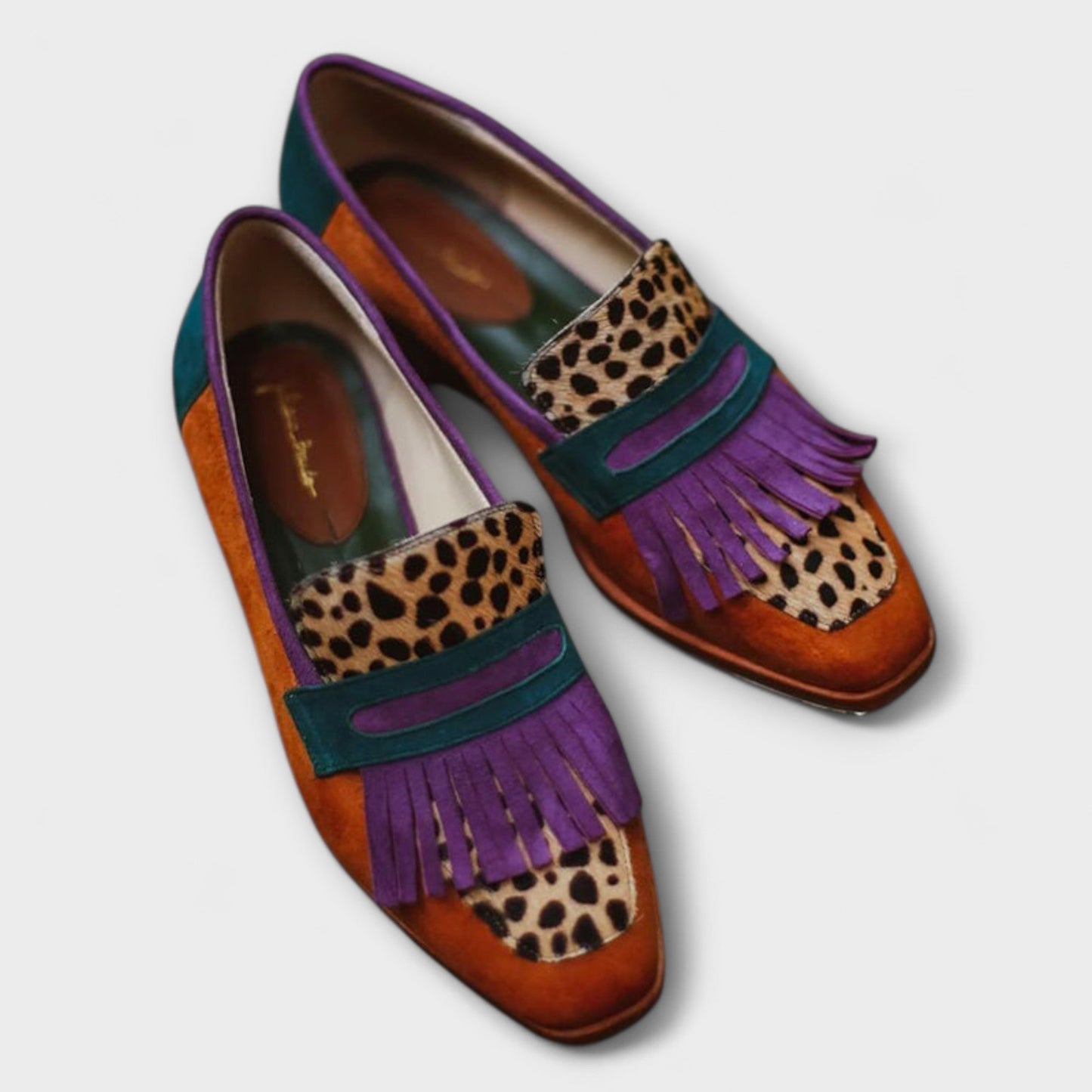 Fallon – Mocasín Marrón con Estampado de Leopardo Aviero Madrid