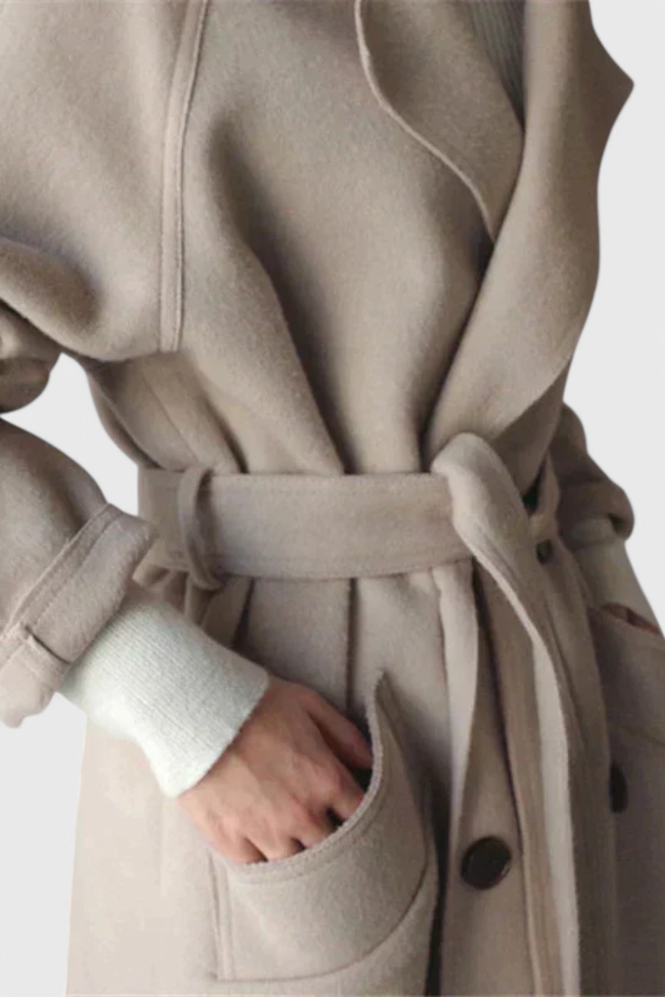 Abrigo Largo de Mezcla de Lana Clara Timeless Valera Madrid