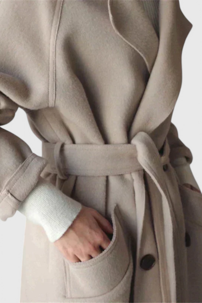 Abrigo Largo de Mezcla de Lana Clara Timeless Valera Madrid