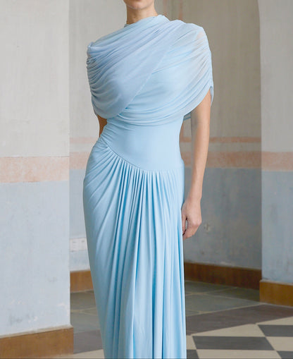 Marbella – Vestido Maxi Asimétrico Plisado Aviero Madrid