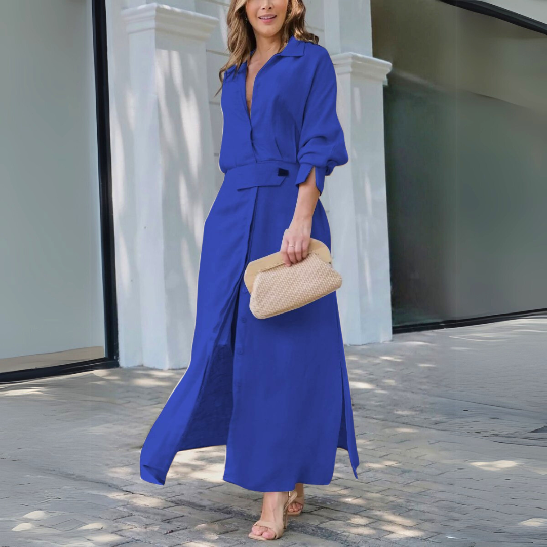 Jane - Elegant Maxi Dress with V-Neck CØDE Toronto