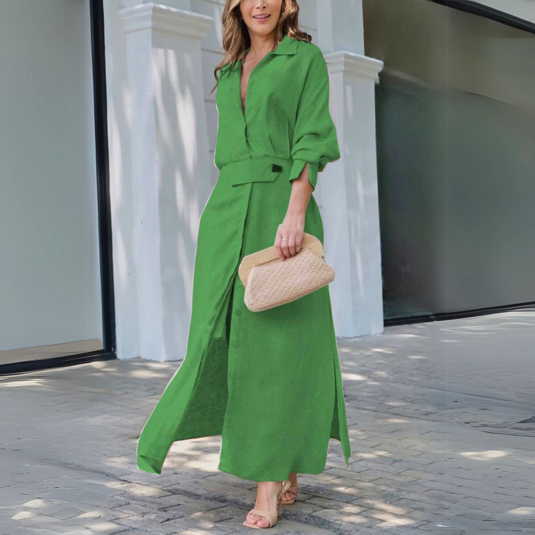 Jane - Elegant Maxi Dress with V-Neck CØDE Toronto