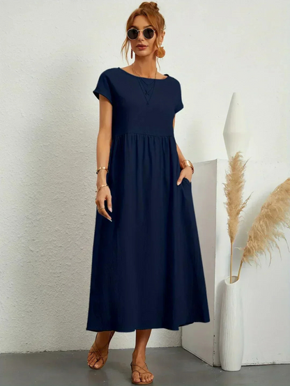 Nina - Elegant Round Neck Dress CØDE Toronto