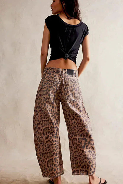 Leopard Print Barrel Jeans Aviero Madrid