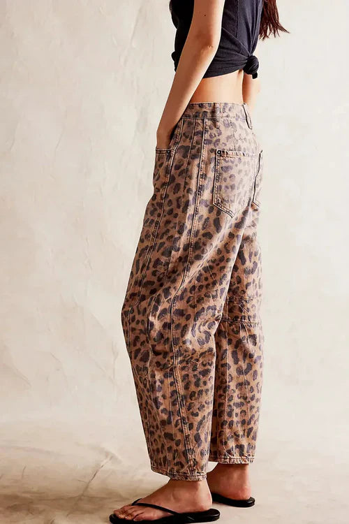 Leopard Print Barrel Jeans Aviero Madrid