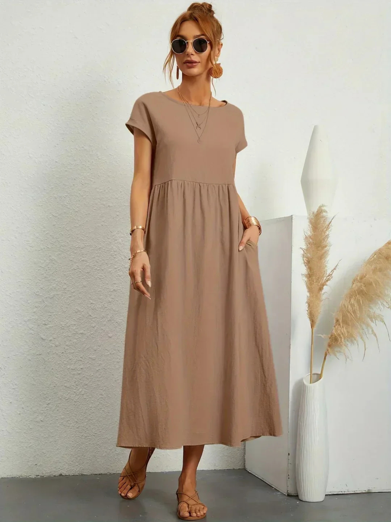 Nina - Elegant Round Neck Dress CØDE Toronto