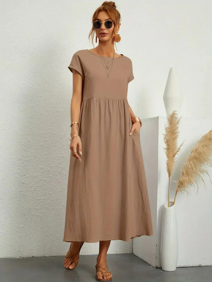 Nina - Elegant Round Neck Dress CØDE Toronto