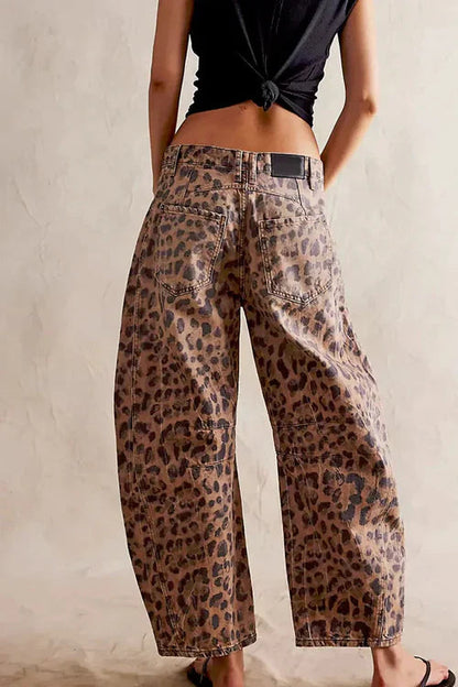 Leopard Print Barrel Jeans Aviero Madrid