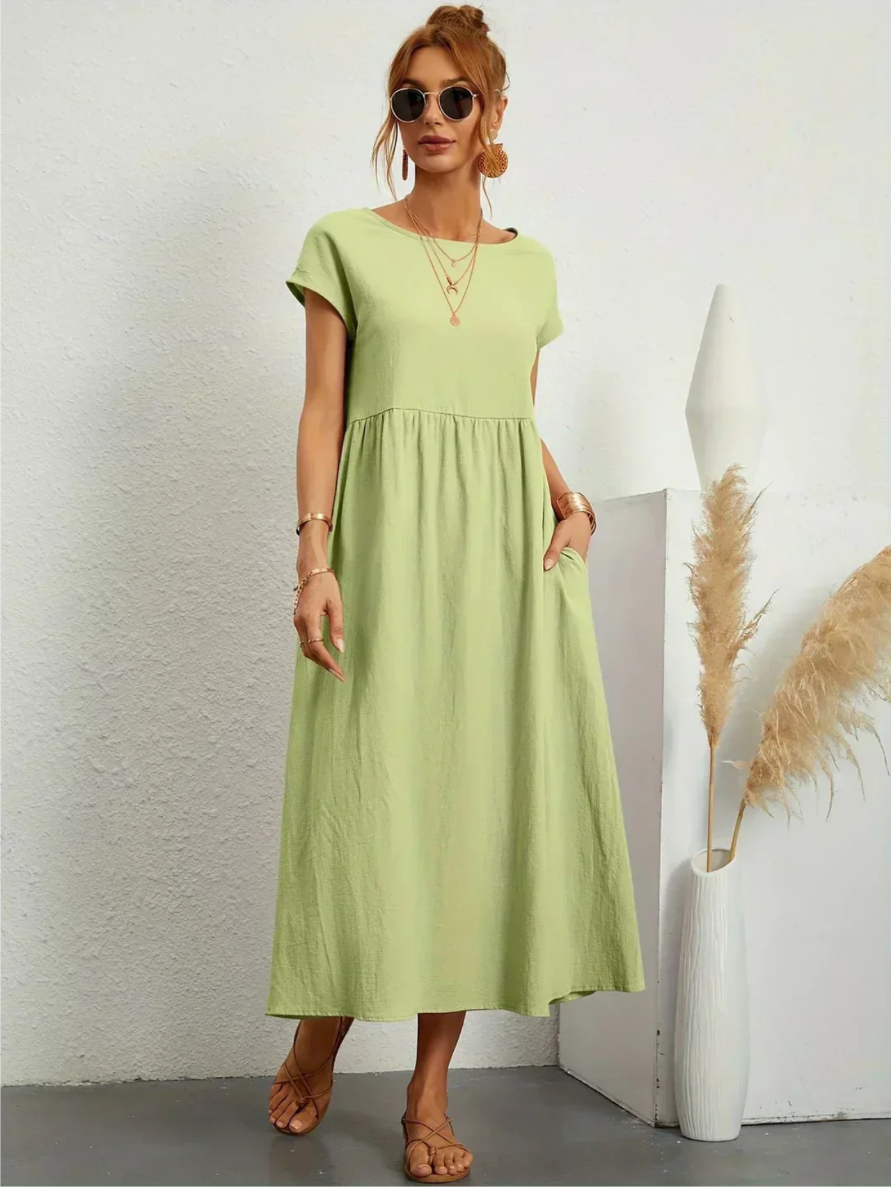 Nina - Elegant Round Neck Dress CØDE Toronto