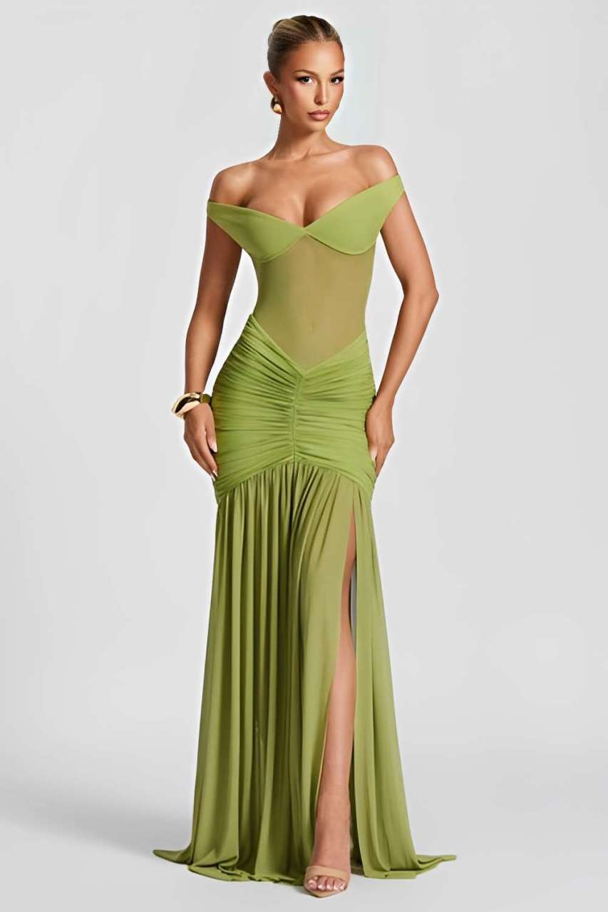 Alaia Maxi Dress - Olive Aviero Madrid