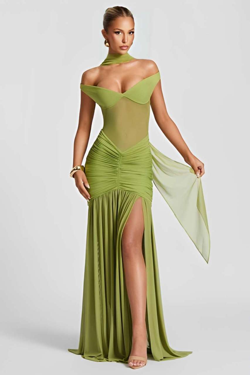 Alaia Maxi Dress - Olive Aviero Madrid