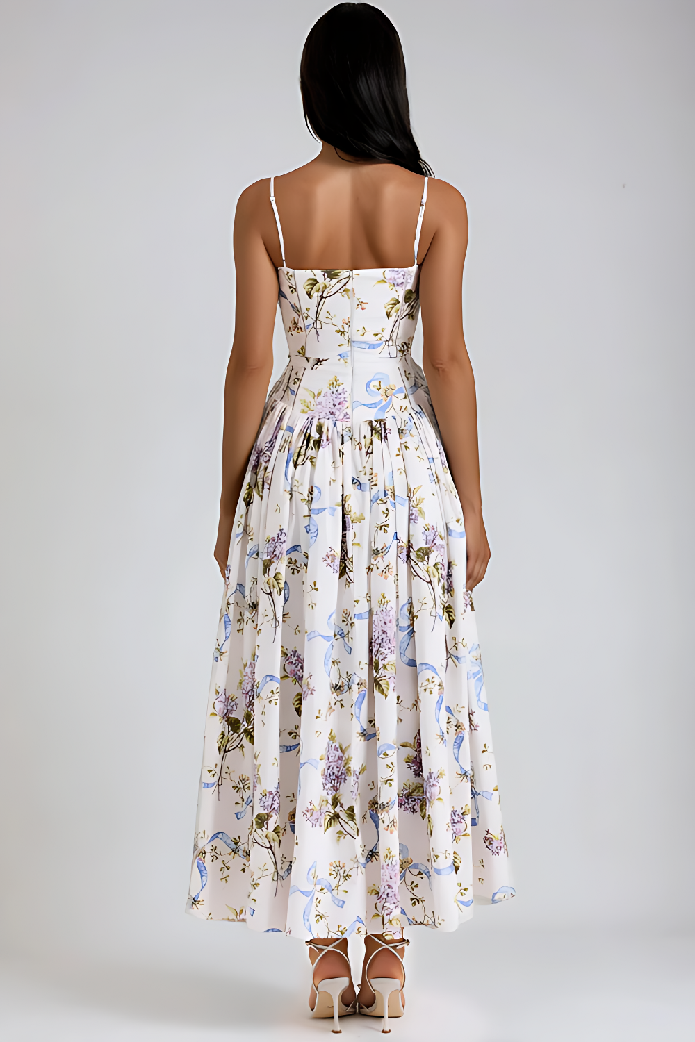 Seraphina Midi Dress - Off-White Floral Aviero Madrid