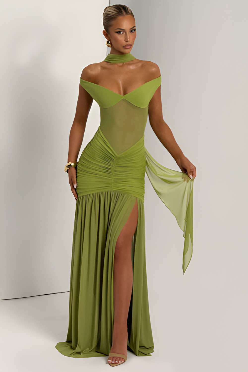 Alaia Maxi Dress - Olive Aviero Madrid