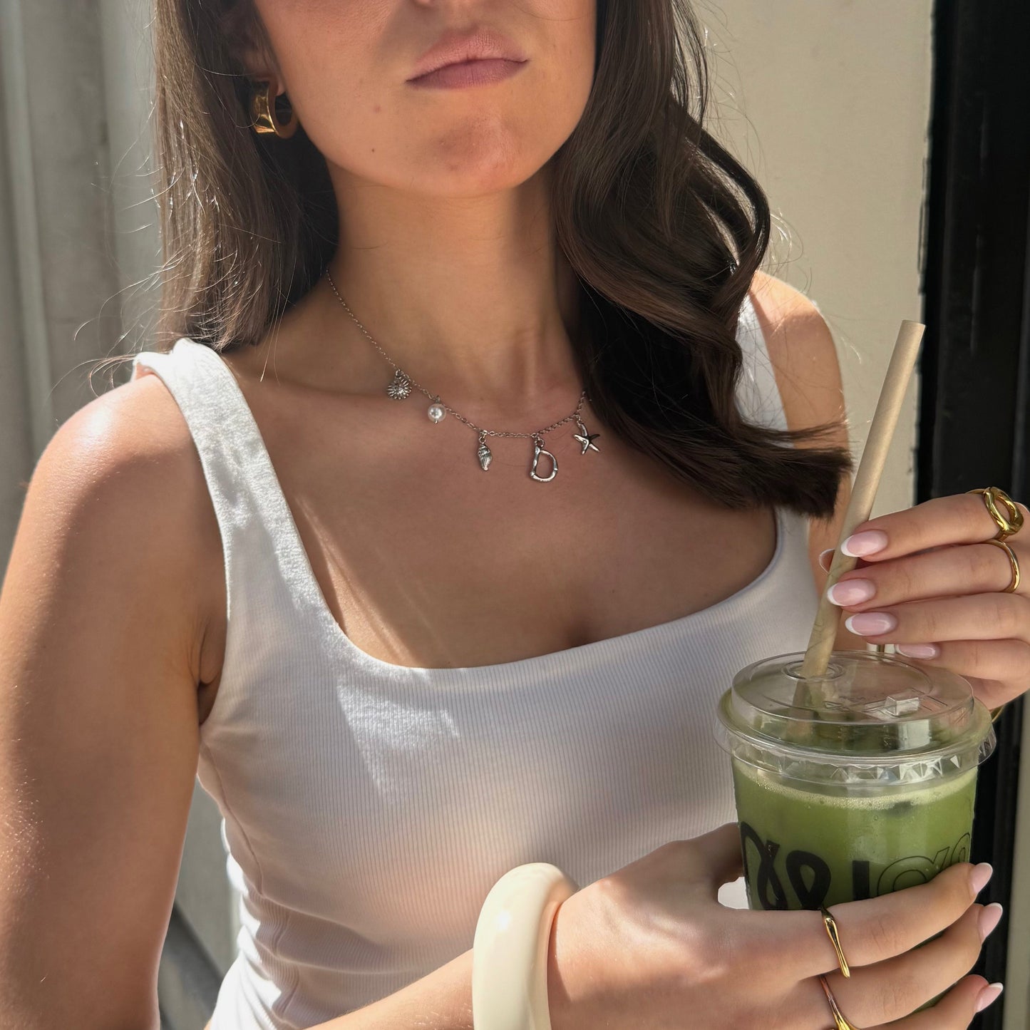 Collar con Letra Ocean - PLATA Aviero Madrid