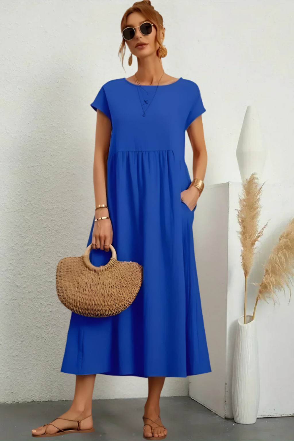 Nina - Elegant Round Neck Dress CØDE Toronto