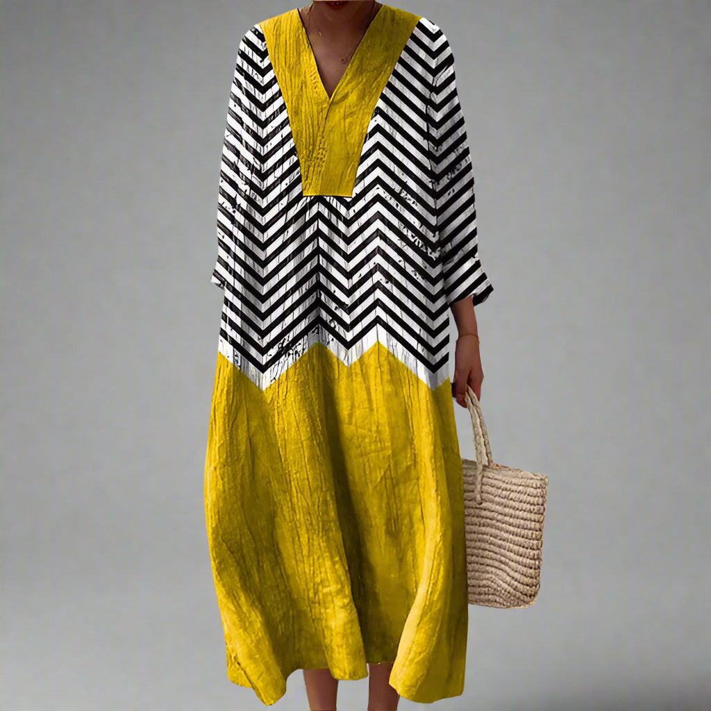 Carina - Elegante vestido geométrico Aviero Madrid