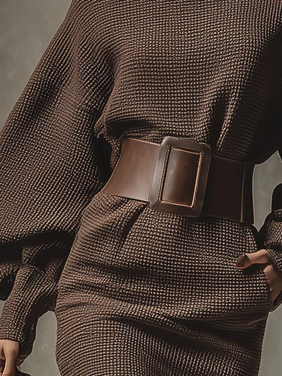 Lisea - Abito corto in maglia con cintura strutturata Casa Nuvia