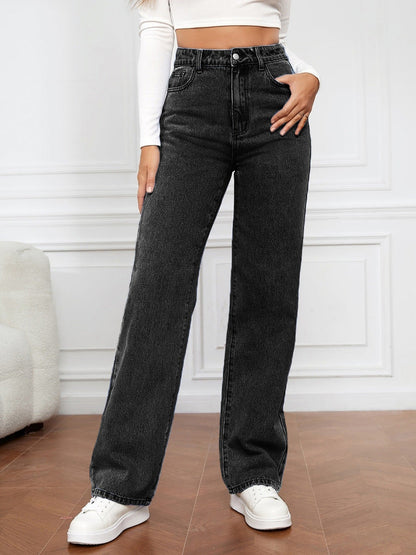 Selina - Jeans Straight de Cintura Alta Aviero Madrid
