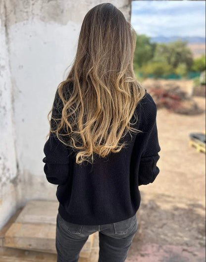 ¡PROMO ESPECIAL! 2x1 Sandra – Jersey de punto con cuello en V Aviero Madrid