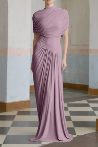 Marbella – Vestido Maxi Asimétrico Plisado Aviero Madrid