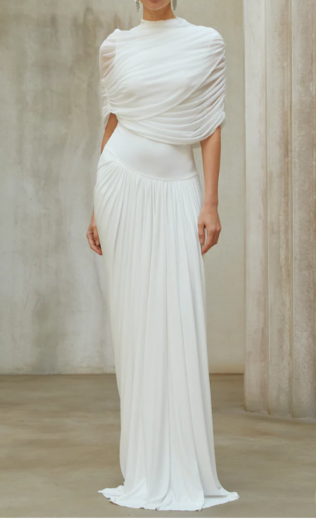 Marbella – Vestido Maxi Asimétrico Plisado Aviero Madrid