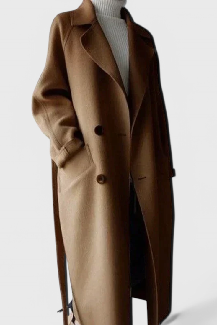 Abrigo Largo de Mezcla de Lana Clara Timeless Valera Madrid