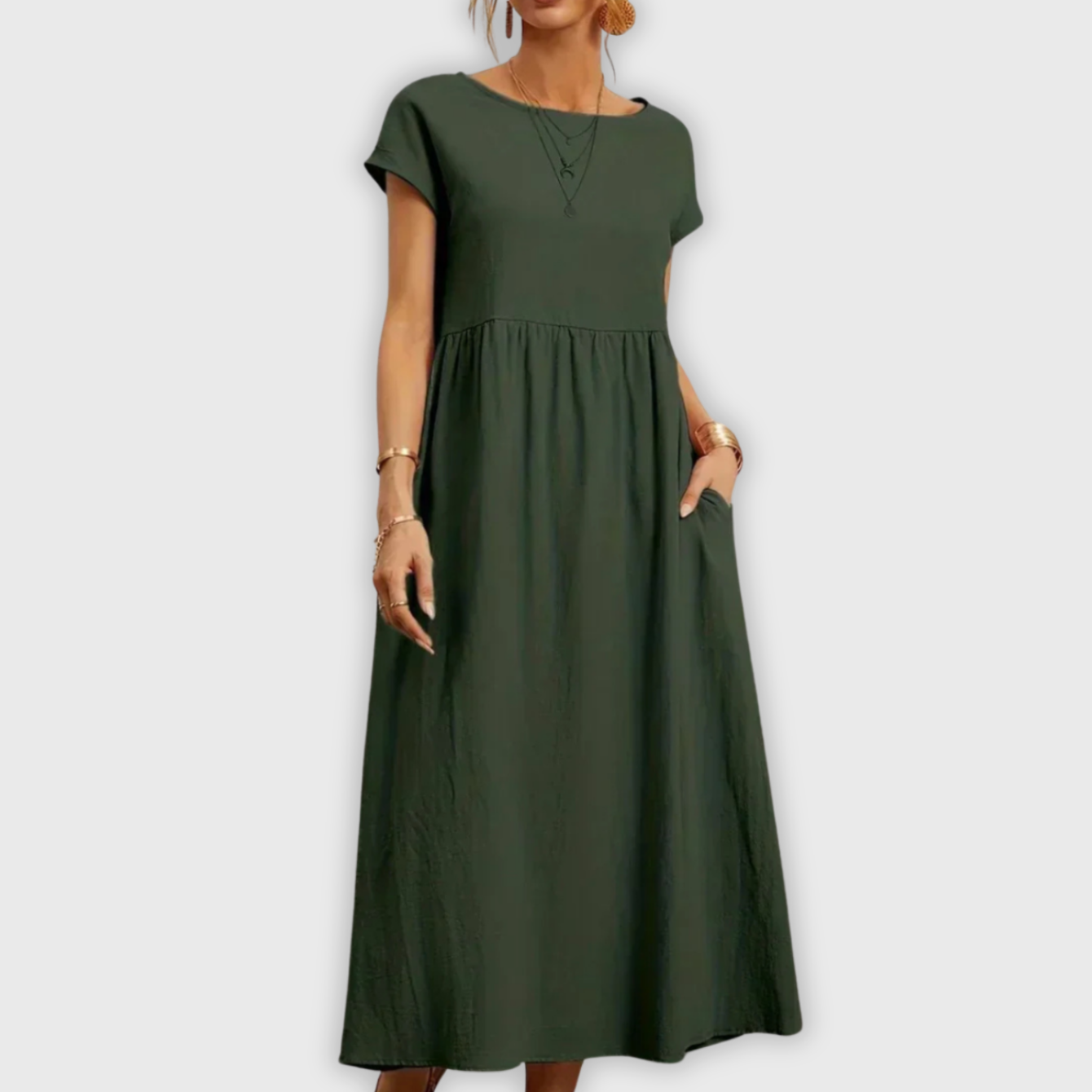 Nina - Elegant Round Neck Dress CØDE Toronto