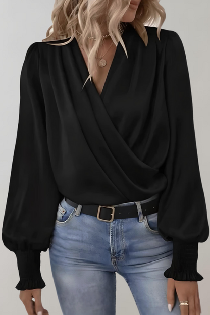 Camila | blusa elegante de manga larga con escote en V Aviero Madrid