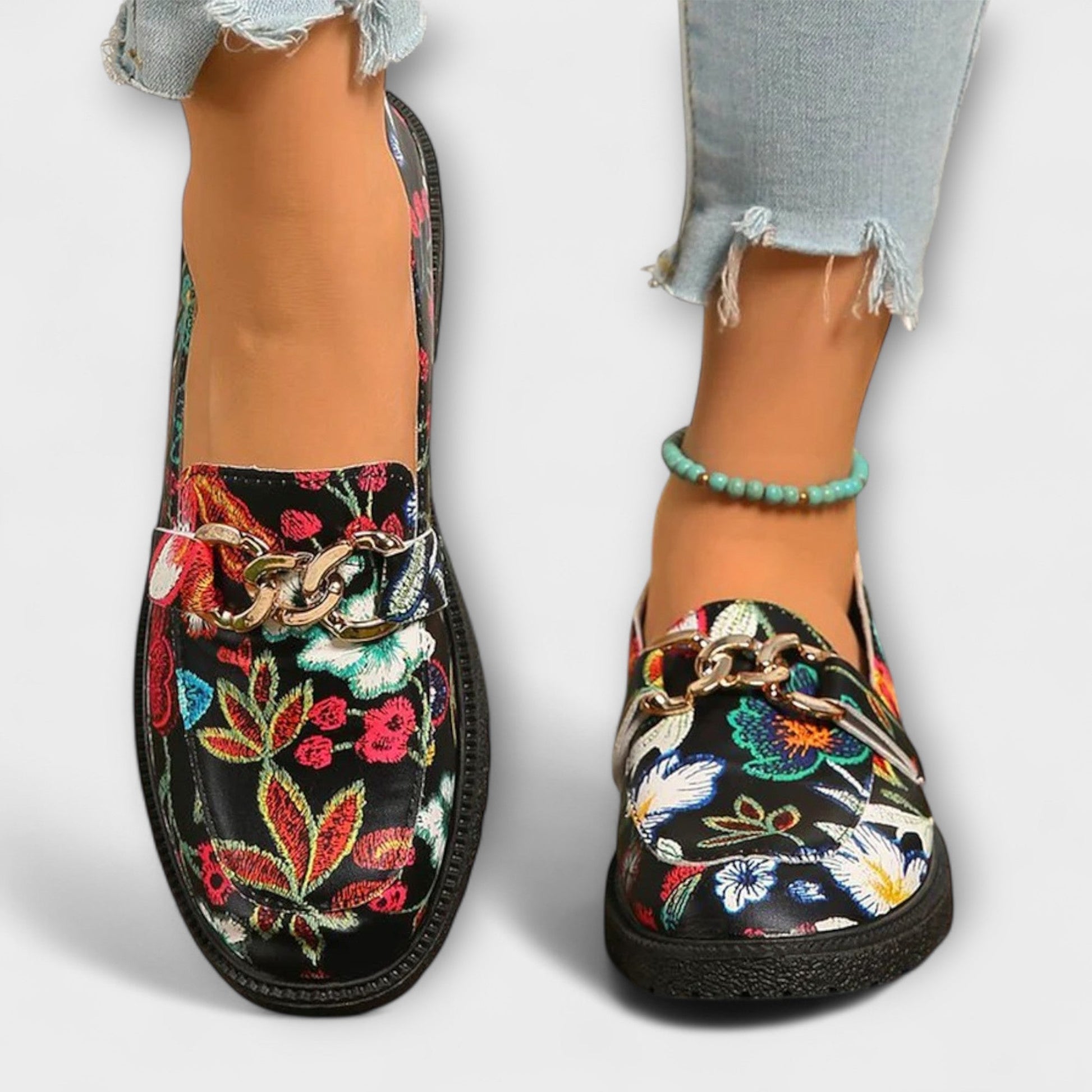 Orla – Mocasines Multicolores con Patrón de Flores Aviero Madrid