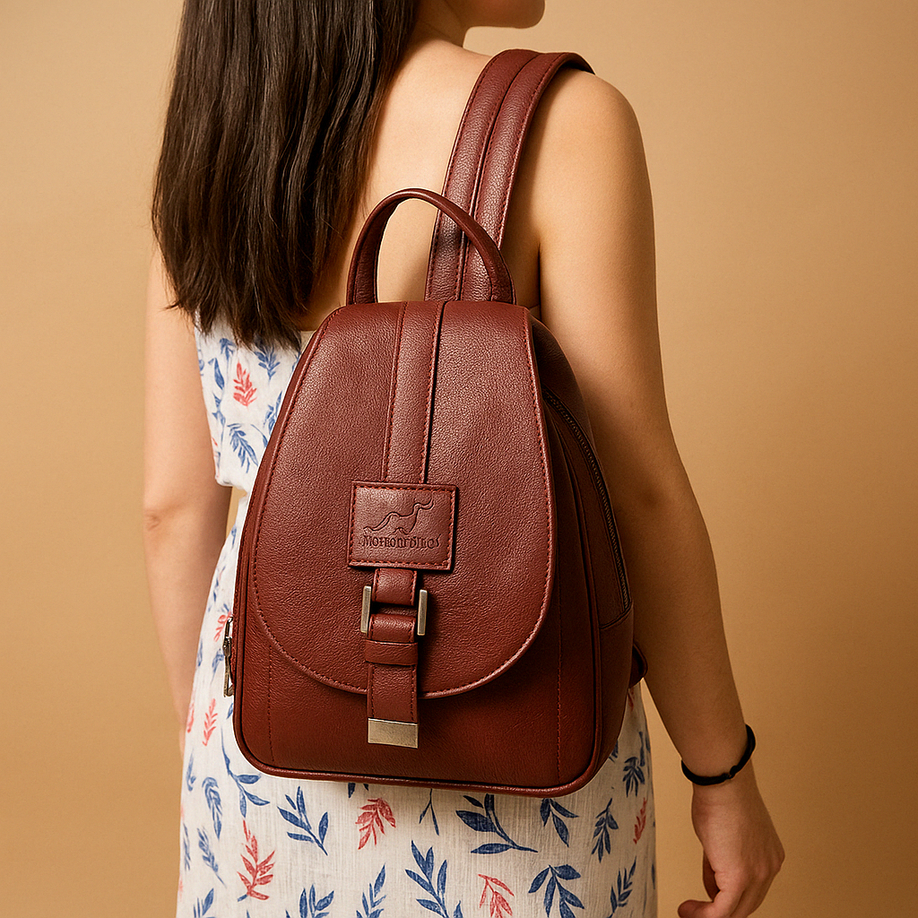 Elegante PU-leren rugzak met minimalistisch design voor dames | Danique Stilovero