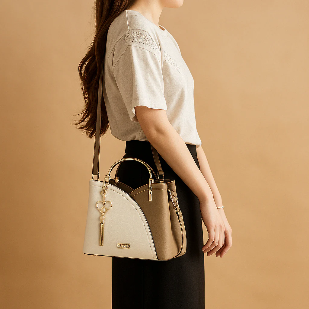 Schoudertas met geometrisch patroon en verstelbare riem voor dames | Elvira Stilovero