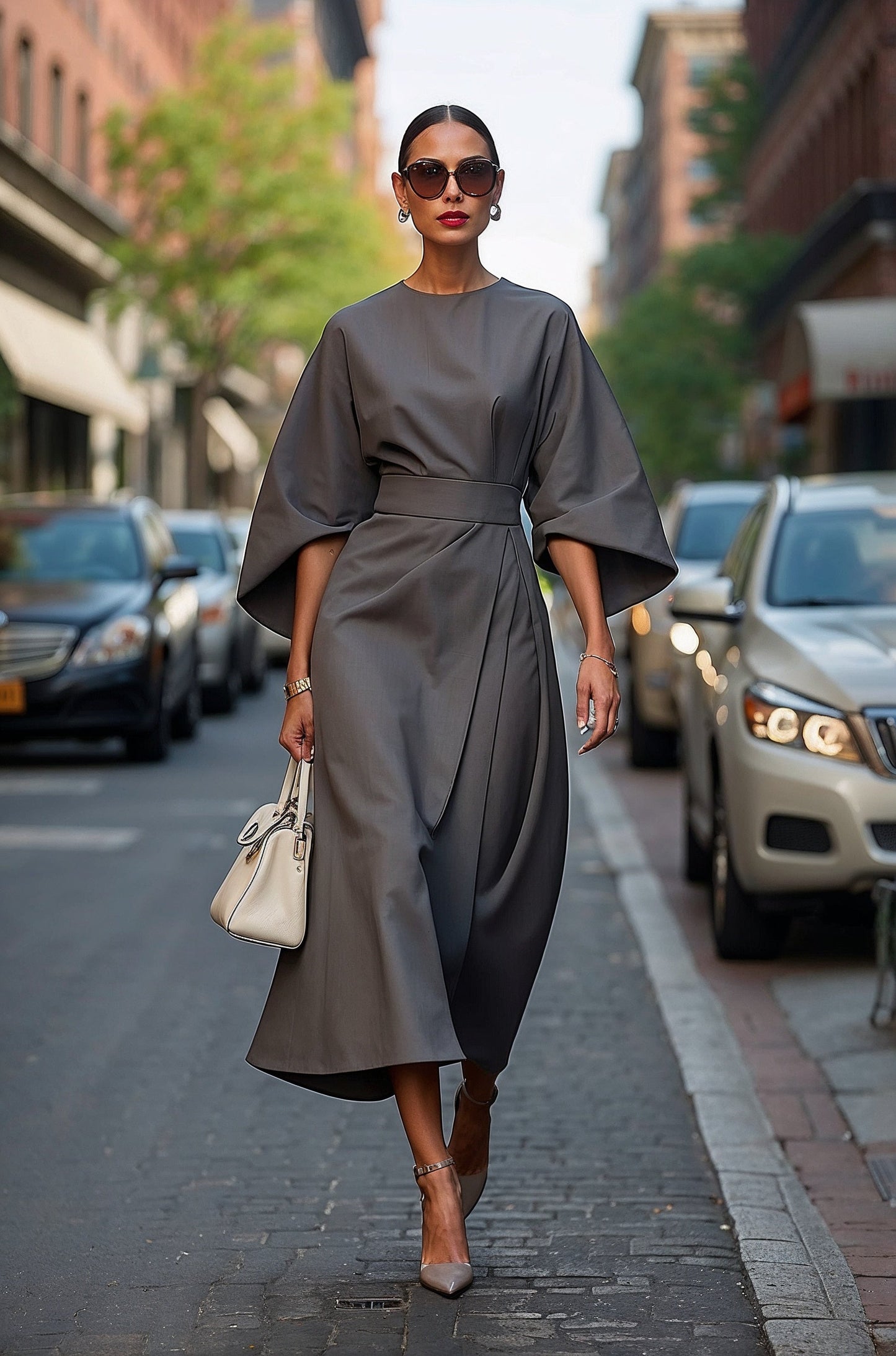 Vena - Vestido midi con cinturón Aura Sevilla